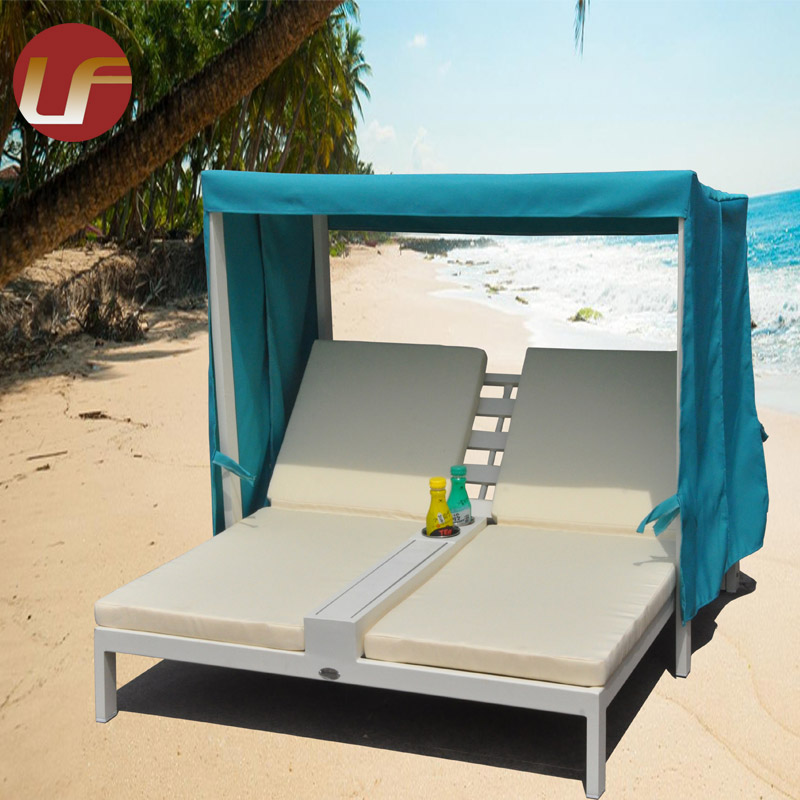 وسادة بيضاء أثاث خارجي لحمام السباحة سرير شمس أثاث خارجي كراسي استلقاء للشاطئ